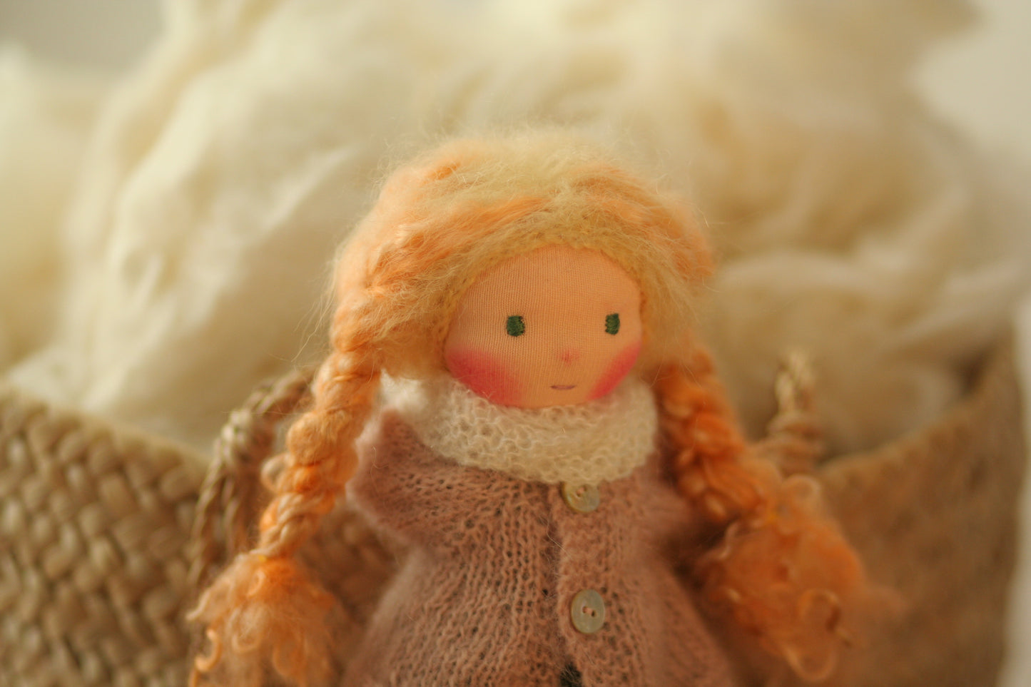 Justine  -  Peperuda knitted doll, Waldorf doll, art doll, soft doll, handmade doll, puppen