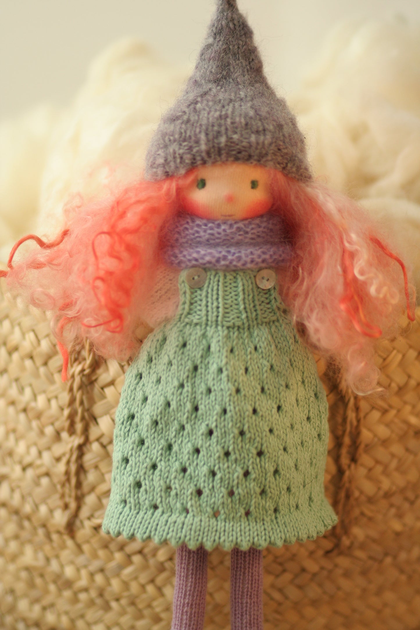Alida  -  Peperuda knitted doll, Waldorf doll, art doll, soft doll, handmade doll, puppen