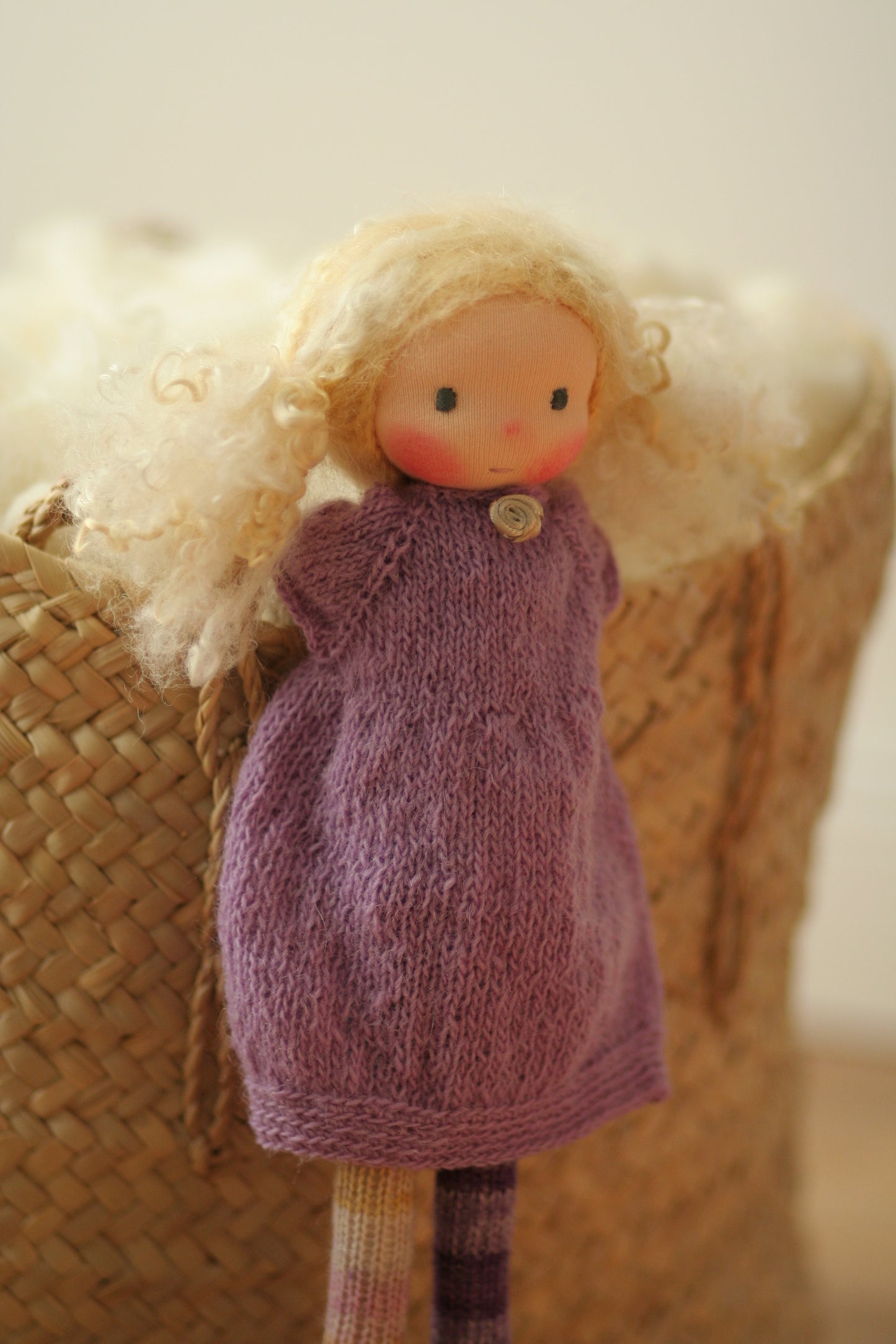 Amethyst -  Peperuda knitted doll, Waldorf doll, art doll, soft doll, handmade doll, puppen