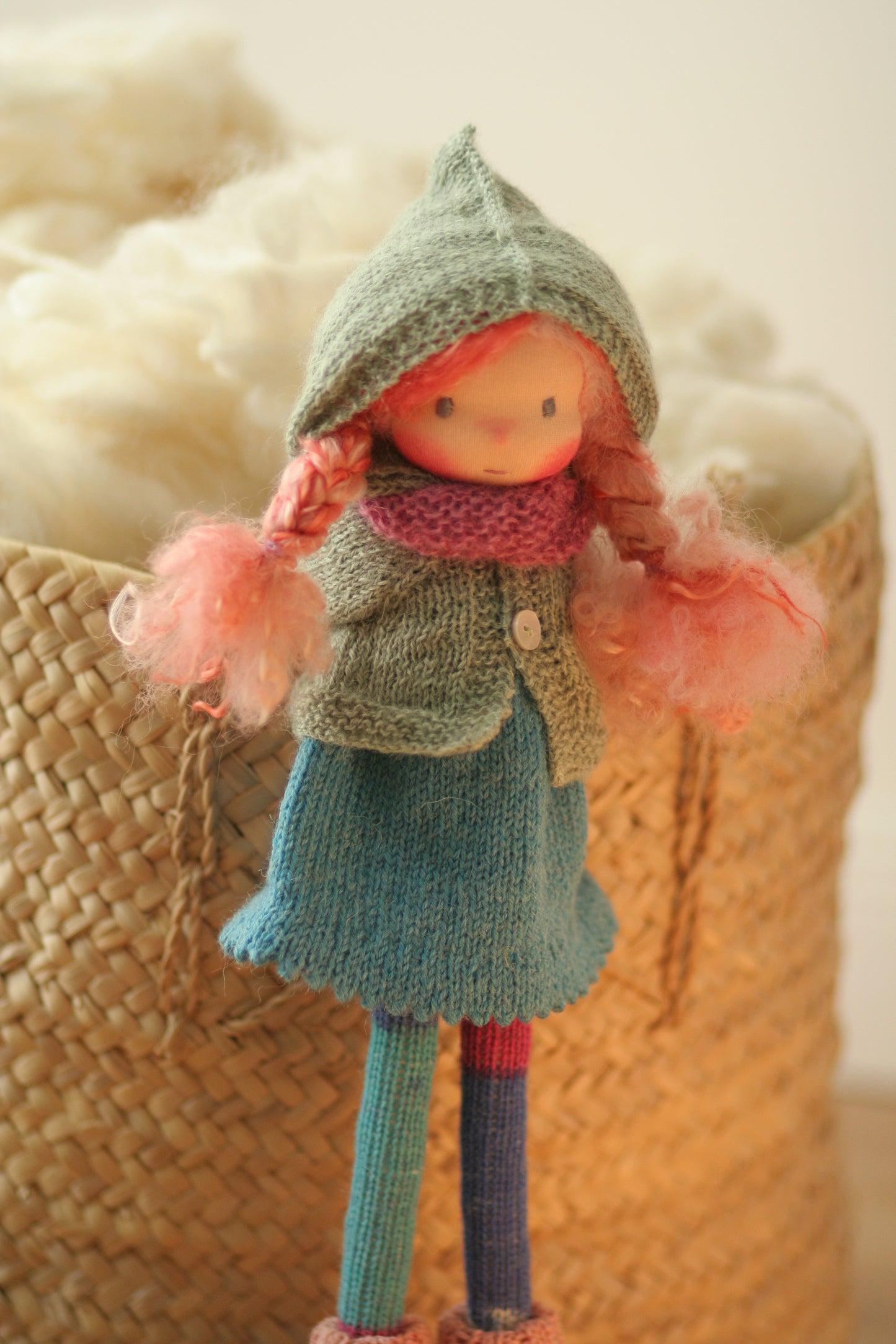 Karina -  Peperuda knitted doll, Waldorf doll, art doll, soft doll, handmade doll, puppen