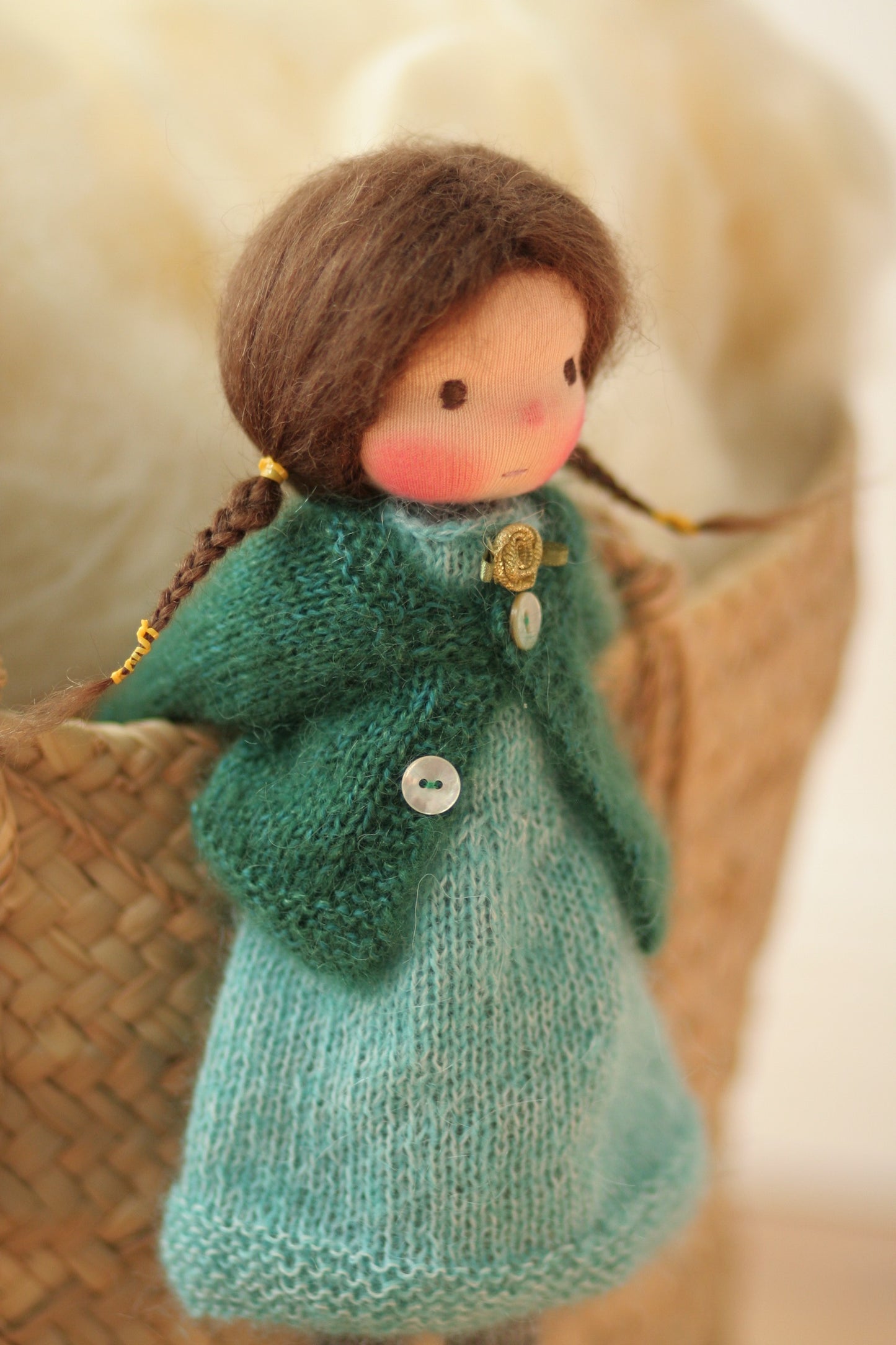 Reserved for Mijke!!! Amabel - Peperuda knitted doll, Waldorf doll, art doll, soft doll, handmade doll, puppen