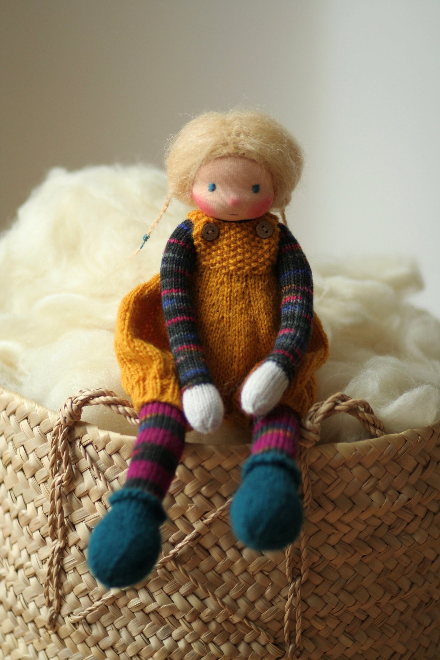 Custom order for Elsje! Pippa -  13” Waldorf doll, Peperuda knitted doll, soft doll, art doll, handmade doll, hand knitted doll, puppen