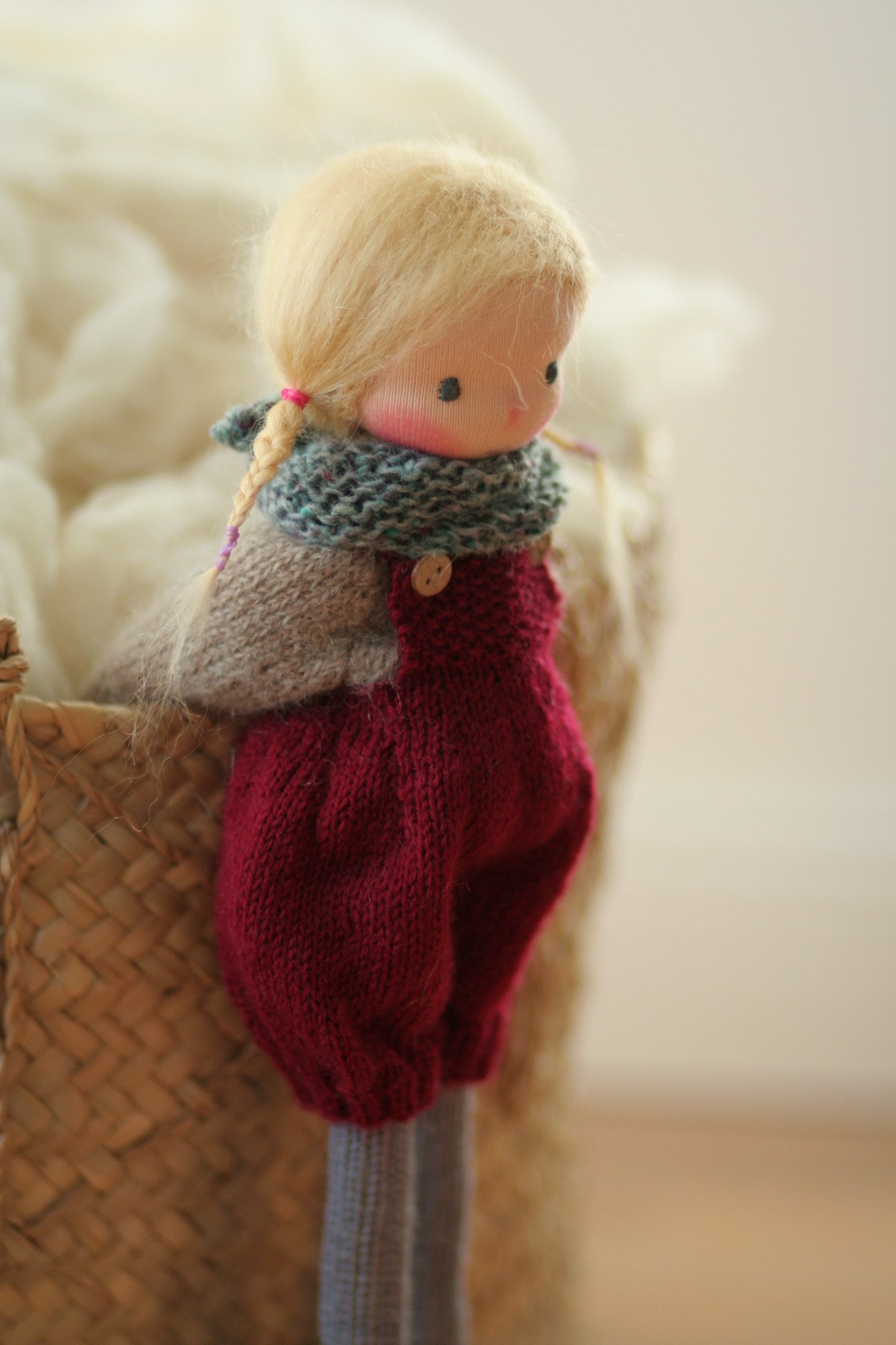Fanni - Waldorf doll, Peperuda doll, knitted 14” doll, handmade doll, natural doll, art doll, puppen, rag doll