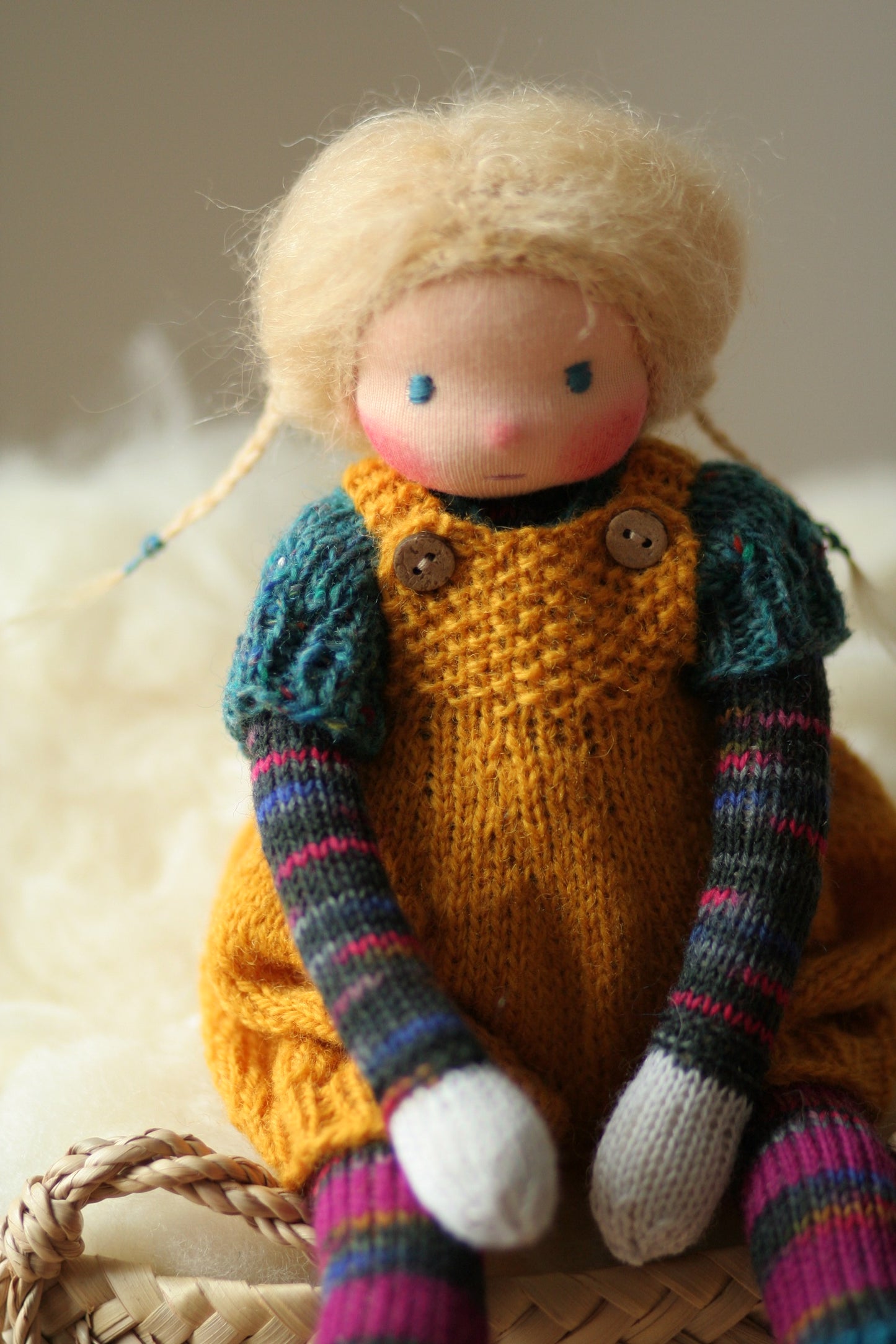 Custom order for Elsje! Pippa -  13” Waldorf doll, Peperuda knitted doll, soft doll, art doll, handmade doll, hand knitted doll, puppen