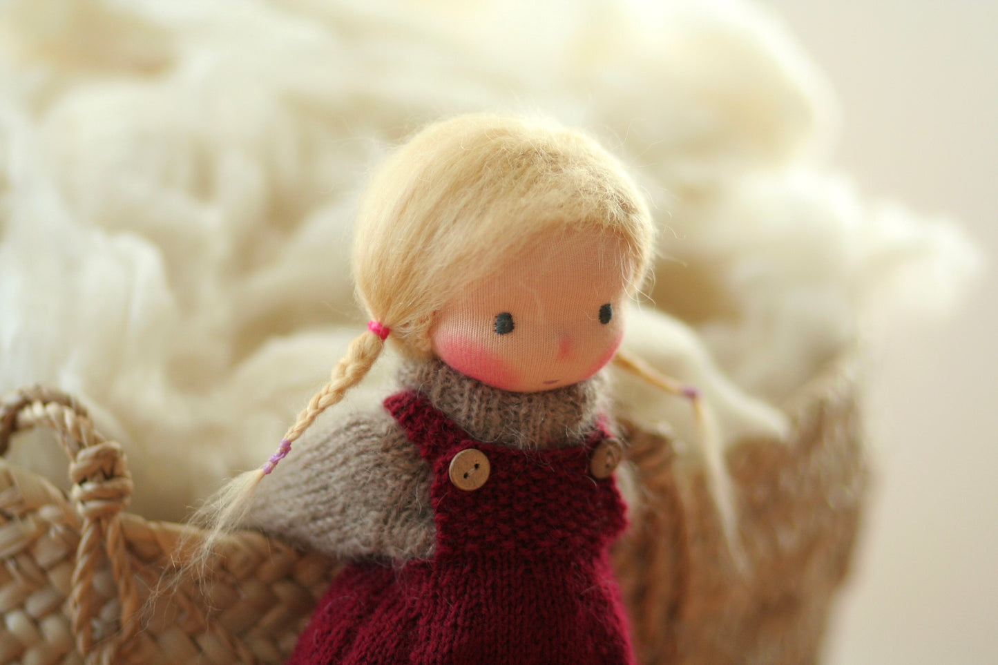 Fanni - Waldorf doll, Peperuda doll, knitted 14” doll, handmade doll, natural doll, art doll, puppen, rag doll